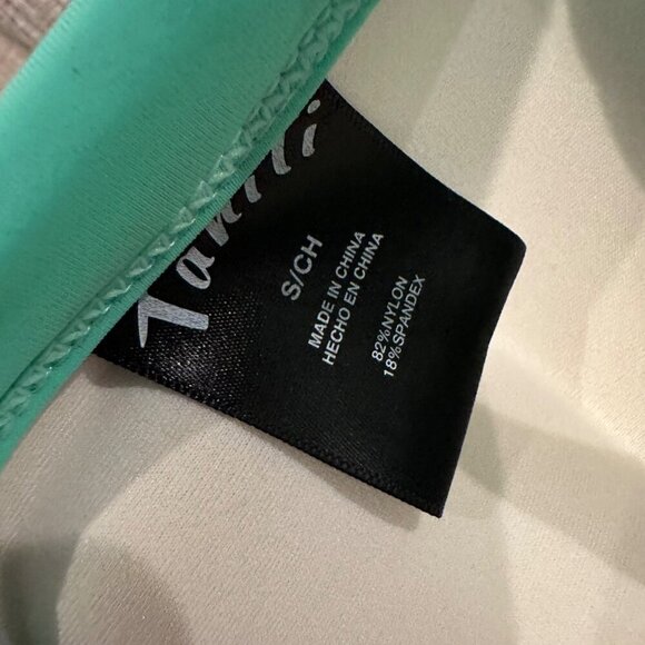 TAHITI WOMENS SMALL BIKINI TOPS GREEN AND STRIPED 2 SWIM TOPS - Picture 7 of 7